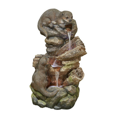 Kelkay Easy Fountain Playing Otter Pools With Lights Mains Plugin Powered Garden Water Feature from B&Q