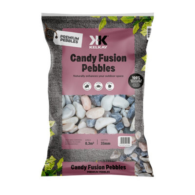 Kelkay Candy Fusion 25-40mm Pebbles Premium Aggregates Chippings 20Kg Large Pack from B&Q