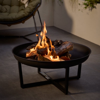 La Hacienda Brookdale Steel Matt Black Round Firepit from B&Q