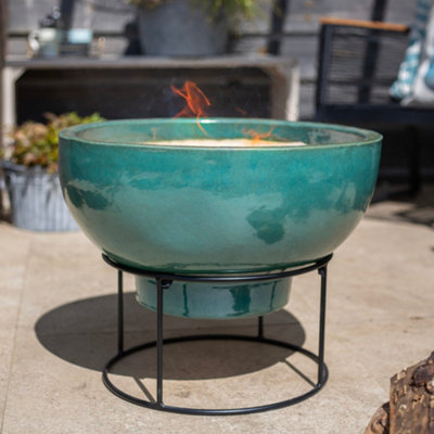 La Hacienda Trentham Gloss Latigo Green Round Firepit from B&Q