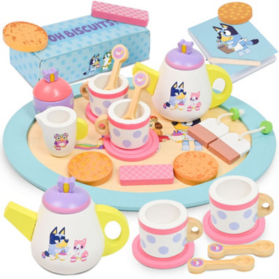 Bluey Wooden Tea Party Set 18 Piece Pretend Play Set Fsc Certified Eco-Friendly Toy For Kids Aged 3+ from B&Q