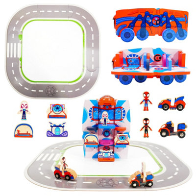 Marvel Unisex Multicolor Spiderman Transforming Vehicle Playset - 17-Piece Truck & Headquarters - Image 5