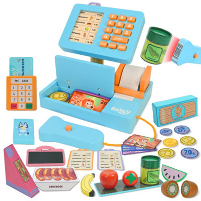 Bluey Cash Register – 32 Piece Pretend Play Checkout Toy with Sounds, Scanner, Play Money, Food Accessories & Credit Card – Interactive Shop Playset for Kids - Image 5