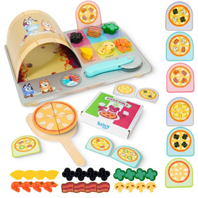 Bluey Pizza Girls Set35 Piece Pretend Play Food SetWooden Pizza Playset