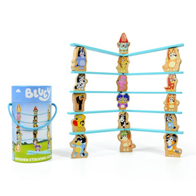 Keplin Bluey Wooden Stacking Game For KidsBalancing Toy With 16 Characters And 10 SticksFsc Certified Wood Helps Develop Motor Skills from B&Q