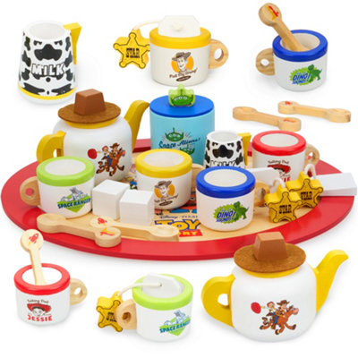 Disney Toy Story Wooden Tea Set For Kids Age 3+12 Piece Pretend Play Tea Party Set With TraySafeDurable Wooden TeapotCups from B&Q