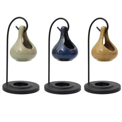  - Teardrop Shape Hanging Oil Burner With Stand Ceramic Night Light Fragrance Aroma