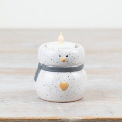 Speckled Snowman Tealight Holder from B&Q