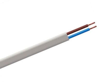 PX 2192Y 0.75mm White 2 Core Oval Flexible Cable6 Amps50M from B&Q