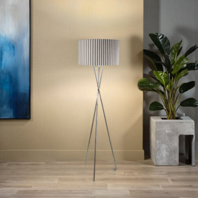 Pagazzi Lighting Pagazzi Sabella Tripod Floor Lamp Satin Nickel from B&Q