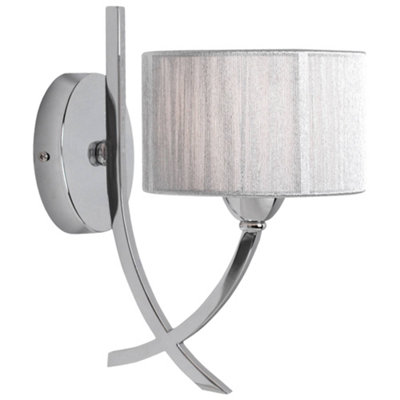 Pagazzi Lighting Pagazzi Justina Polished Chrome Wall Light With Silver String Shade from B&Q