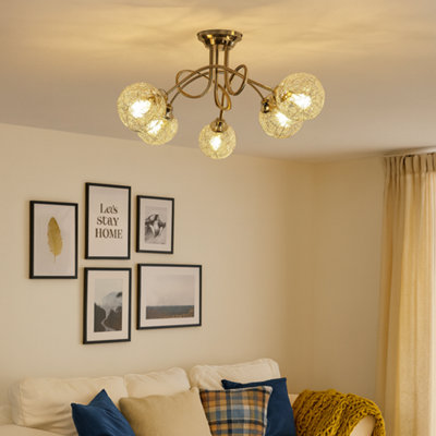 Pagazzi Lighting Pagazzi Orinoco 5 Light Satin Nickel Semi Flush Ceiling Light from B&Q