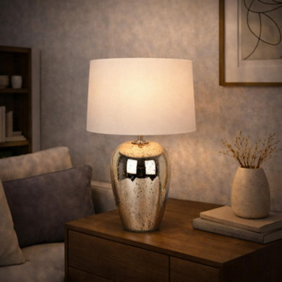 Pagazzi Lighting Pagazzi Cyrus Dual Lit Speckled 47Cm Glass Table Lamp from B&Q