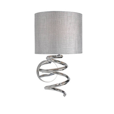 Pagazzi Lighting Pagazzi Kasi 1 Light Polished Chrome Wall Light With Grey Shade from B&Q