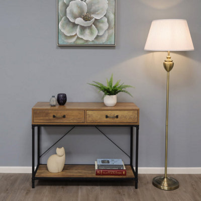 B&Q -  Pagazzi Giona Antique Brass And White Shade Floor Lamp