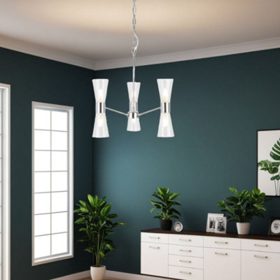 Pagazzi Lighting Pagazzi Herrera 6 Light Polished Chrome Pendant Ceiling Light from B&Q