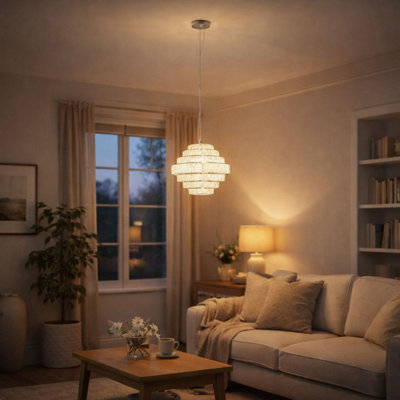 Pagazzi Lighting Pagazzi Heini Chrome And Crystal Pendant Ceiling Light from B&Q
