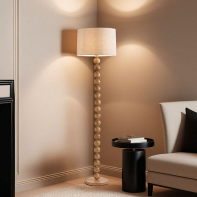 Pagazzi Lighting Pagazzi Kayleigh Wooden Floor Lamp With Tapered Shade from B&Q