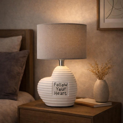 B&Q -  Pagazzi Willow Ceramic Table Lamp With Grey Shade