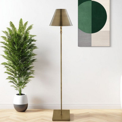 Pagazzi Lighting Pagazzi Lustre Antique Brass Led Rechargeable Floor Lamp from B&Q