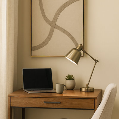 Pagazzi Lighting Pagazzi Erik Antique Brass Metal Table Lamp from B&Q