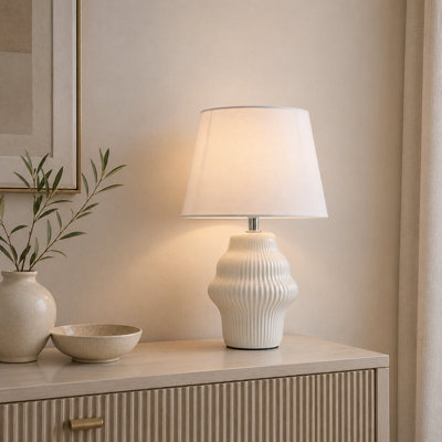 Pagazzi Lighting Pagazzi Alanna Ivory Ribbed Ceramic Table Lamp