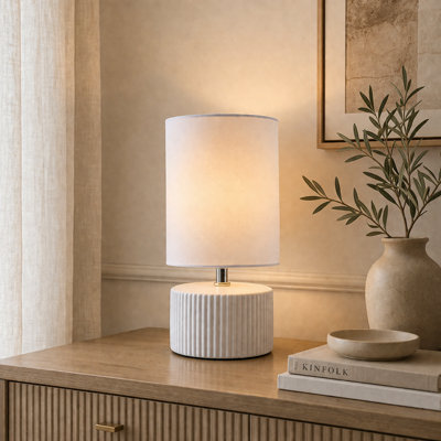 Pagazzi Lighting Pagazzi Linden White Ribbed Ceramic Table Lamp from B&Q