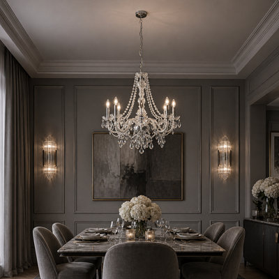 Pagazzi Lighting Vivienne 8 Light Chrome & Clear Chandelier Ceiling Pendant from B&Q