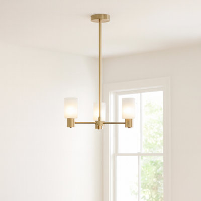 Pagazzi Lighting Pagazzi Maya 3-Light Antique Brass Semi-Flush Ceiling Light from B&Q