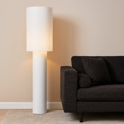 B&Q -  Leora Modern Cylindrical White Floor Lamp