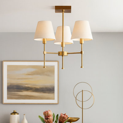 Pagazzi Lighting Pagazzi Taliah 3-Light Antique Brass Semi-Flush Ceiling Light from B&Q