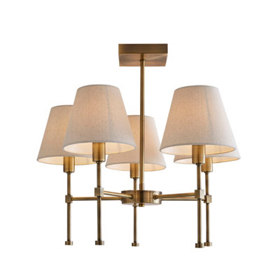 Pagazzi Lighting Pagazzi Taliah 5-Light Antique Brass Semi-Flush Ceiling Light from B&Q