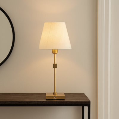 Pagazzi White/Light Taliah Antique Brass Rechargeable Table Lamp - Image 2