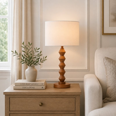 Pagazzi Lighting Trezza Walnut Wooden Table Lamp from B&Q
