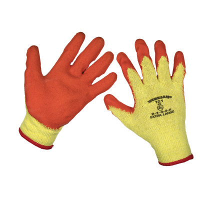 Sealey Super Grip Knitted Gloves Latex Palm ) - Pair Large