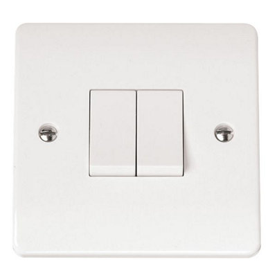 Click Scolmore Mode Double Light Switch 10A 2 Gang 2 Way WhiteCma012 from B&Q