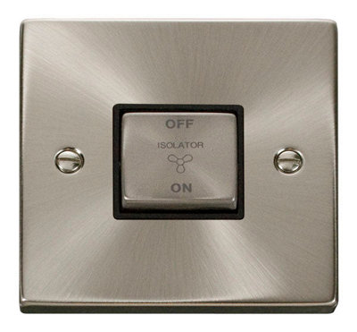 Click Scolmore Deco Fan Isolation Switch 1 Gang 10A Satin Chrome - Vpsc520bk Black