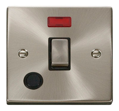 Click Scolmore Deco 1 Gang 20A Flex Outlet Double Pole Switch Satin Chrome With NeonVpsc523Bk from B&Q