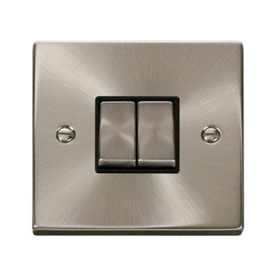 Click Scolmore Deco Plate Switch 2 Gang 2 Way 10A Satin ChromeVpsc412Bk from B&Q