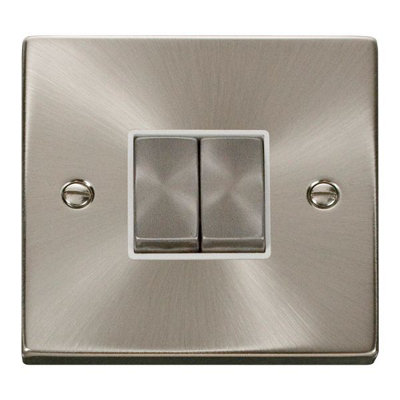 Click Scolmore Click Vpsc412Wh Deco 10A 2 Gang 2 Way Switch Satin Chrome from B&Q