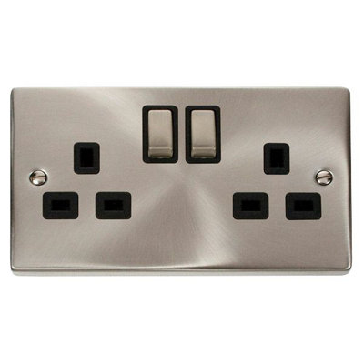 Click Scolmore Click Vpsc536Bk Deco 13A 2 Gang Double Socket Satin Chrome from B&Q