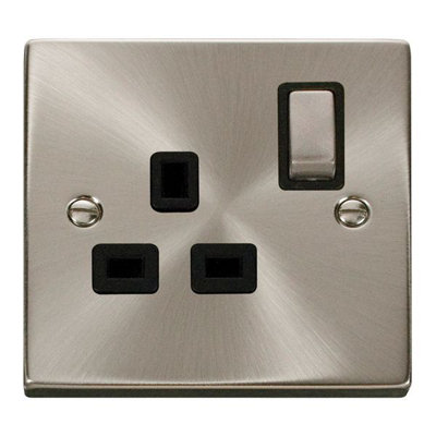 Click Scolmore Click Vpsc535Bk Deco 13A 1 Gang Single Socket Satin Chrome from B&Q