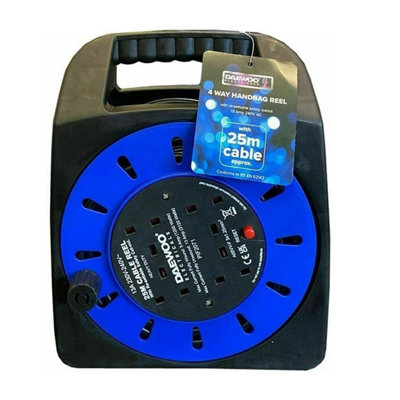 B&Q -  4 Way Socket Outlet 25M Electrical Extension Reel Cable Lead Freestanding Heavy Duty