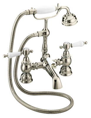 Heritage Glastonbury Traditional Vintage Gold Bath Shower MixerBathroom Tap With Single-Function Handset from B&Q