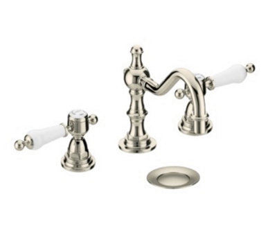Heritage Glastonbury Traditional Vintage Gold 3 Hole Swivel Spout Basin Mixer TapLever Bathroom Sink Tap With Pop-Up Waste from B&Q