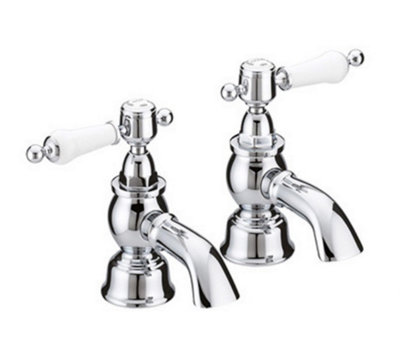 Heritage Glastonbury Traditional Chrome Bath Pillar TapsPair Of Lever Bathroom Tap from B&Q