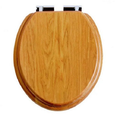 Heritage Toilet Seat Soft Close Chrome Hinge Oak Tsoak101Sc from B&Q