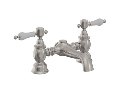 Heritage Glastonbury Traditional Brushed Nickel Bath FillerLever Bathroom Tap from B&Q