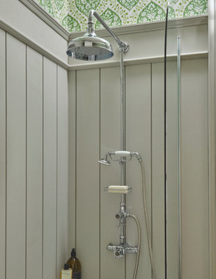 B&Q -  Trinity Exposed 2-Control Thermostatic Chrome Lever Shower Riser With Drench Head/handset Lifetime Guarantee