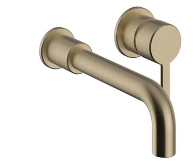 Heritage Dartmouth Modern Brushed Brass Wall Mounted Basin Mixer TapSingle Lever Bathroom Sink Tap from B&Q